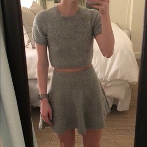 Lovers + Friends Grey Sweater Top and Skirt Set